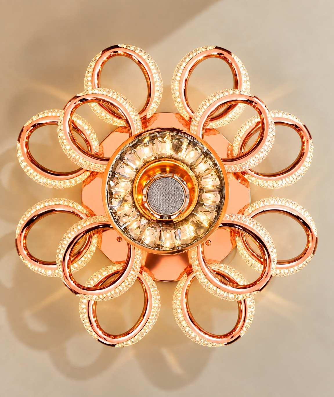 Rose Gold Blossom Crystal LED Ceiling Light