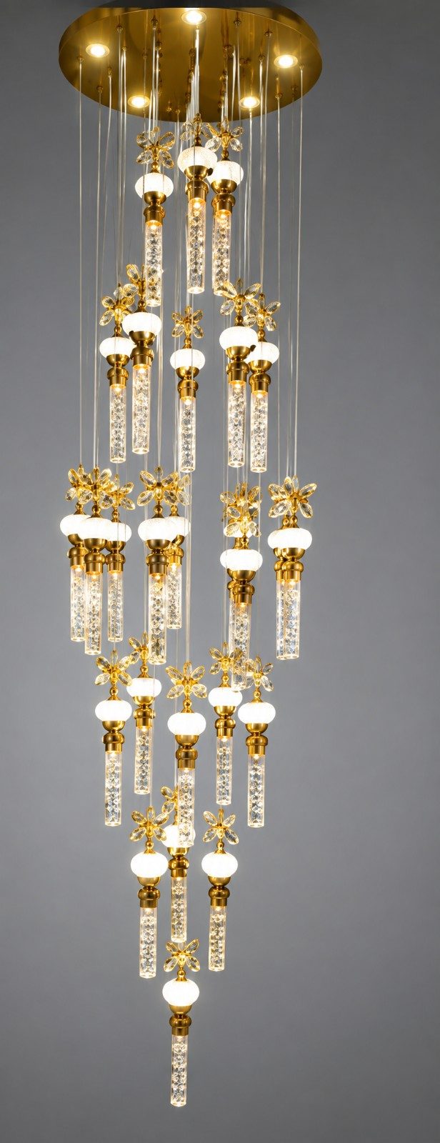 Golden Bloom Crystal Chandelier