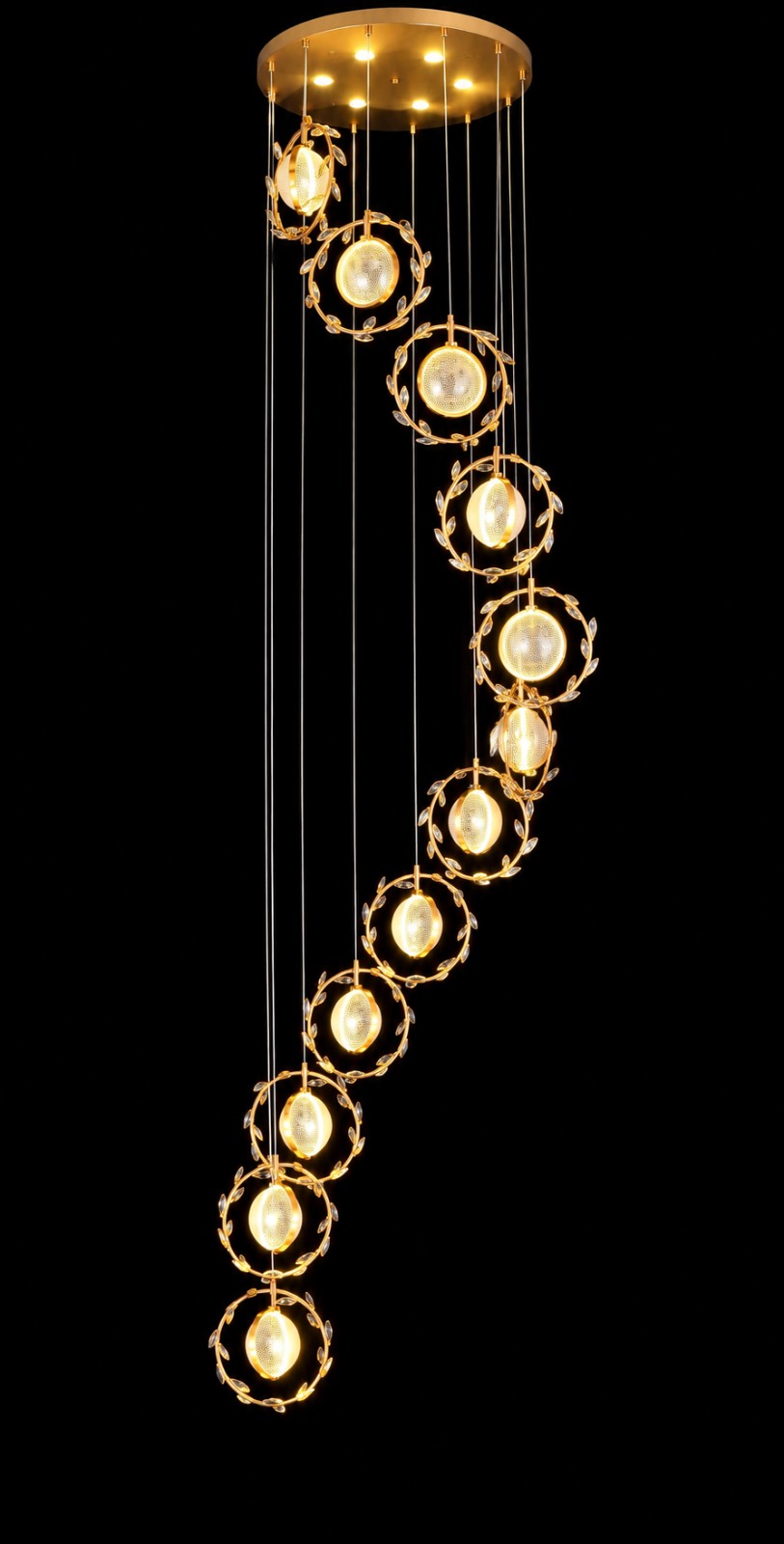 Luxury Leaf Ring LED Cascading Chandelier