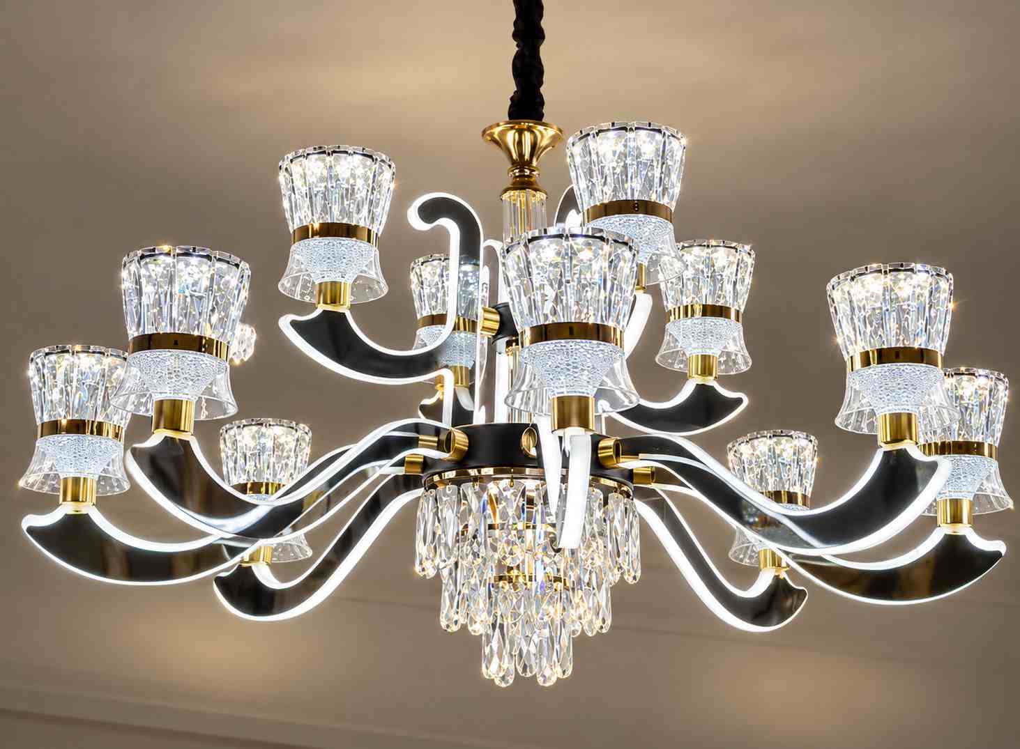 Opulent Wave Crystal Chandelier